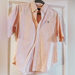 Ralph Lauren Pinstriped pink and white button down shirt M